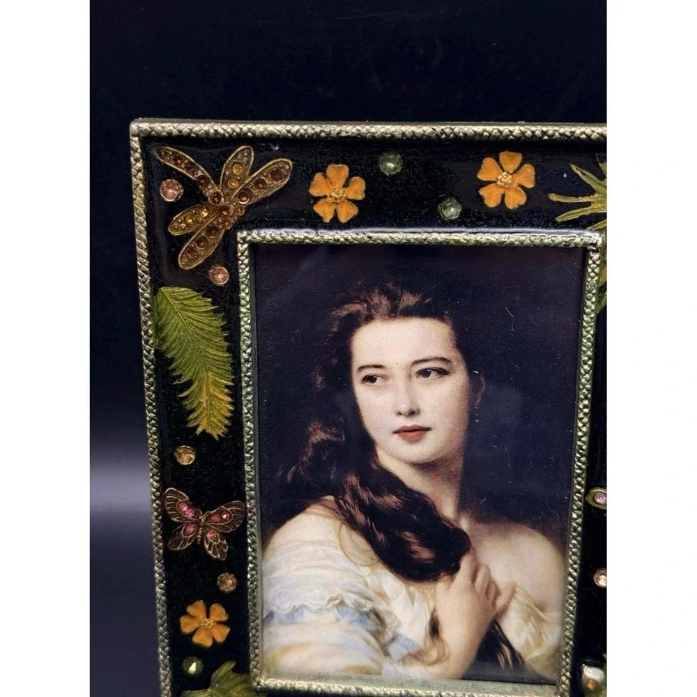 Collectives Enamel Picture Frame Botanical Frog Dragonfly‎ Rhinestone 4x
